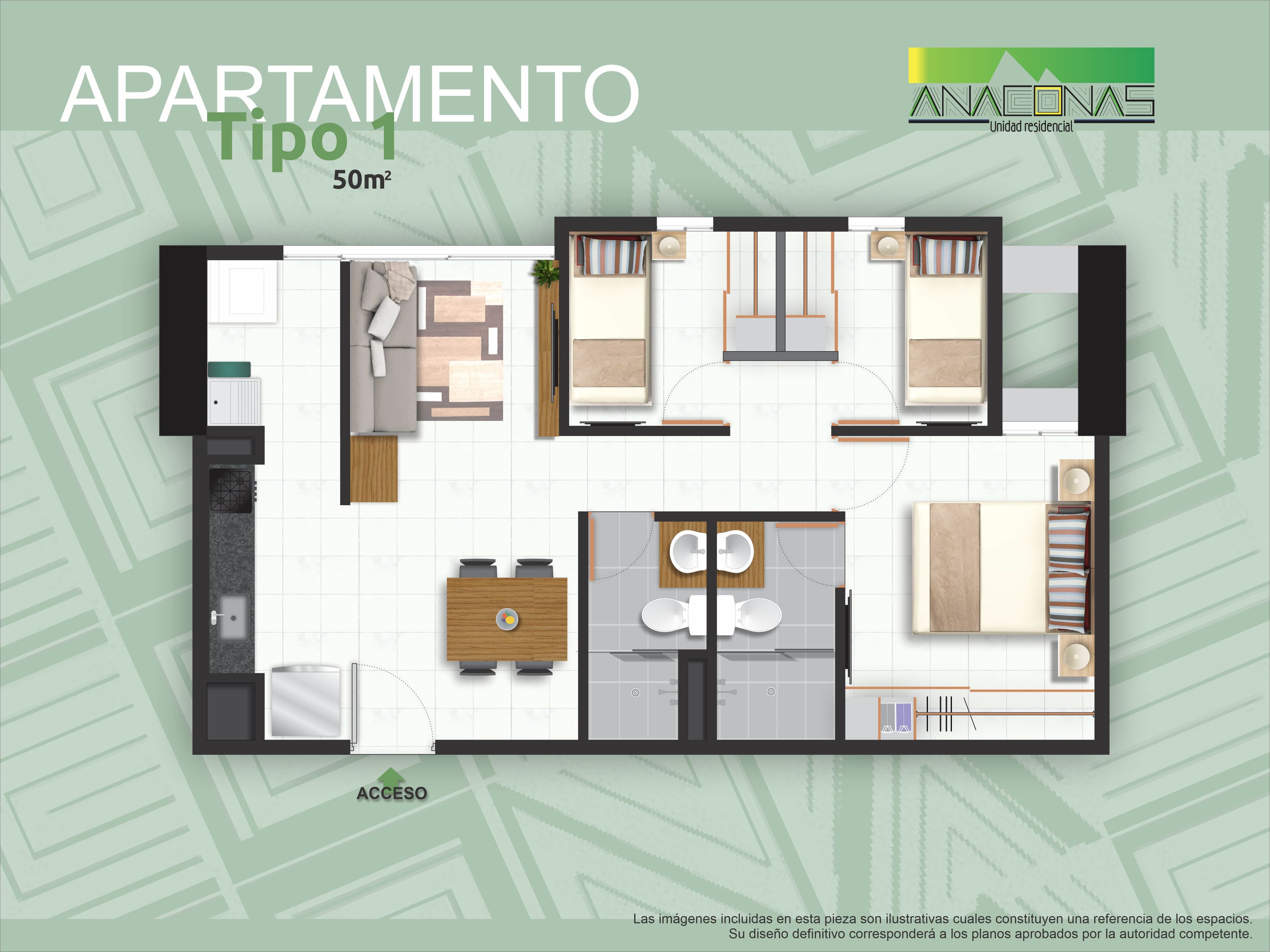 Apartamento Tipo A: 50m2